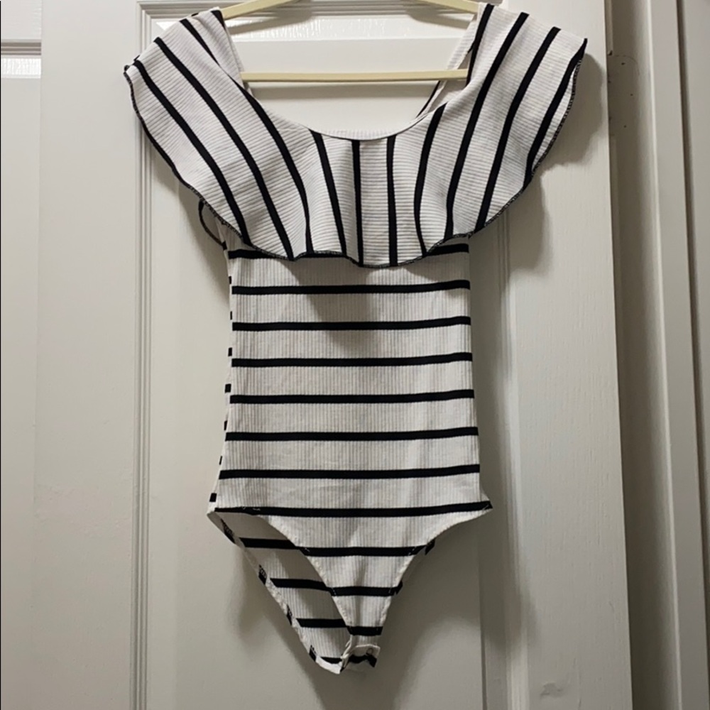 Ruffle striped bodysuit